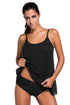 Black Lace Overlay Spaghetti Straps Tankini Swimsuit